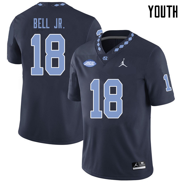 Jordan Brand Youth #18 Corey Bell Jr. North Carolina Tar Heels College Football Jerseys Sale-Navy